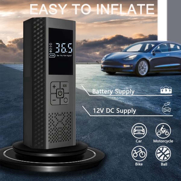 Tire Inflator Portable Air Compressor - 3X Fast 150 PSI Car Tire Air Pump - Cordless Car Tire Inflator with Pressure Gauge and LED Light - Electric Air Pump with Auto Shutoff for Car, Motorcycle, Bicycle, Balls - Image 4