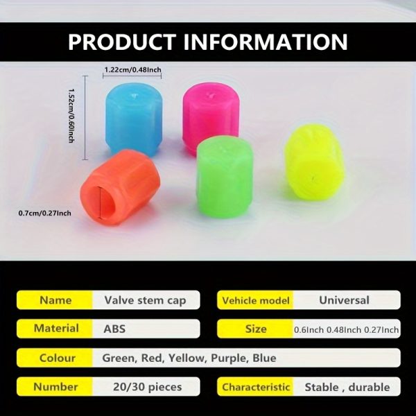 16pcs Luminous Tire Valve Stem Caps, Universal Glow-in-the-Dark Wheel Valve Covers for Bikes Motorcycles Cars - Durable Plastic, Dust-Proof & Leak-Proof - Image 2
