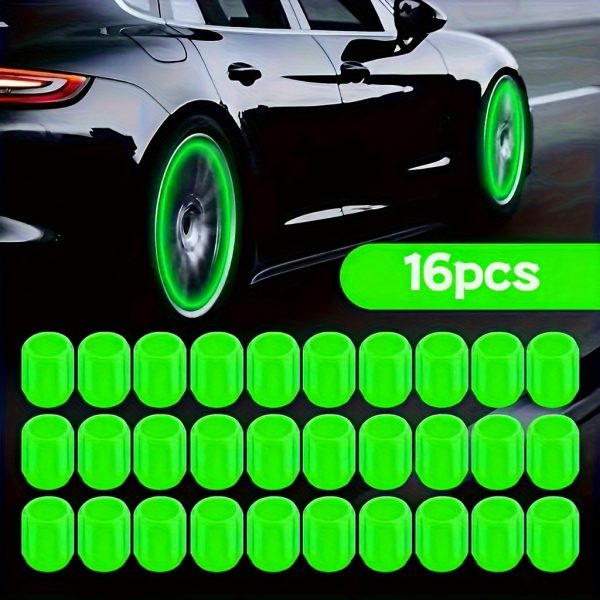 16pcs Luminous Tire Valve Stem Caps, Universal Glow-in-the-Dark Wheel Valve Covers for Bikes Motorcycles Cars - Durable Plastic, Dust-Proof & Leak-Proof - Image 6